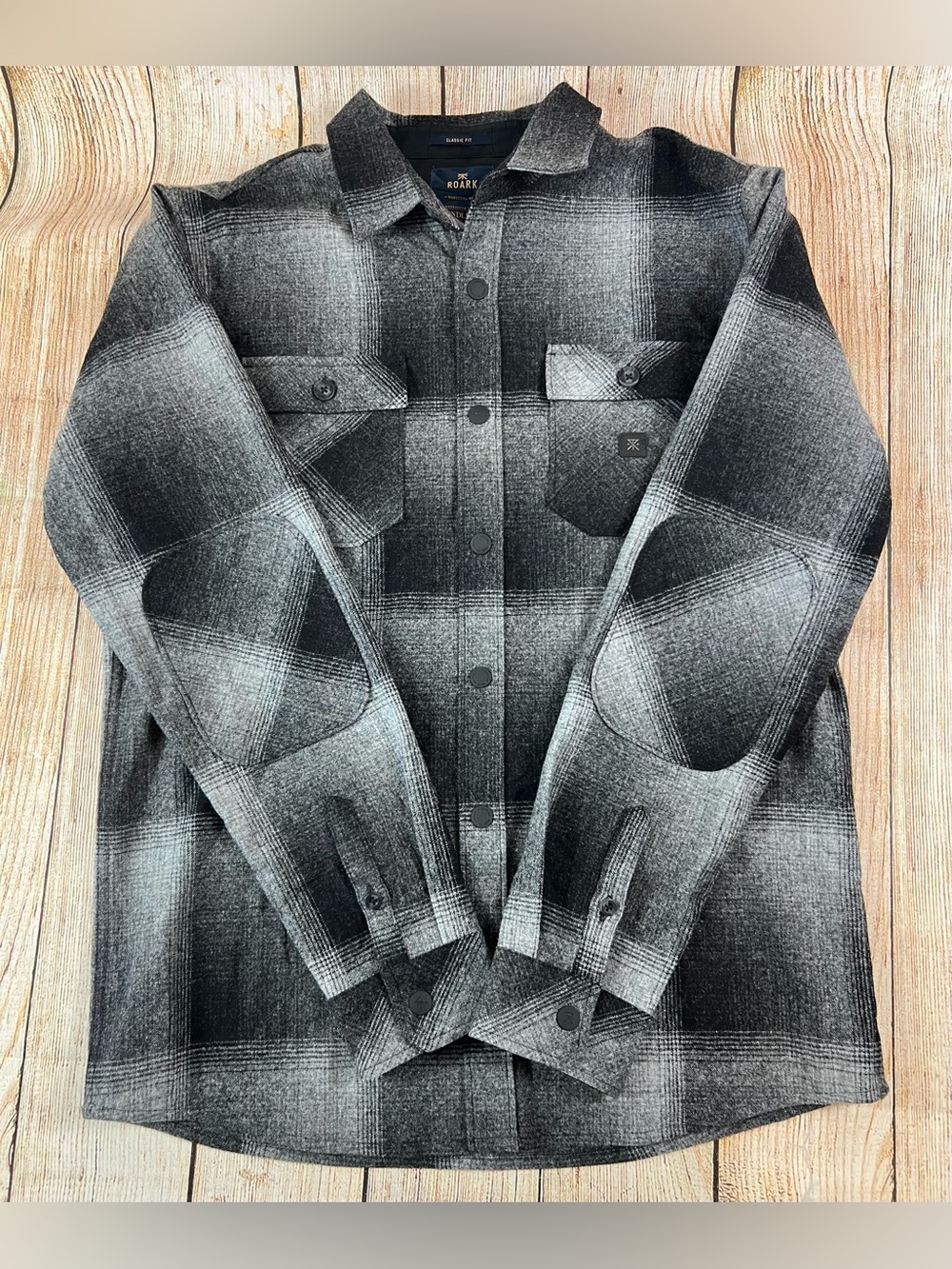 Mens Roark x Pendleton Nordsman Charcoal Plaid Wool Flannel Shirt Size Medium